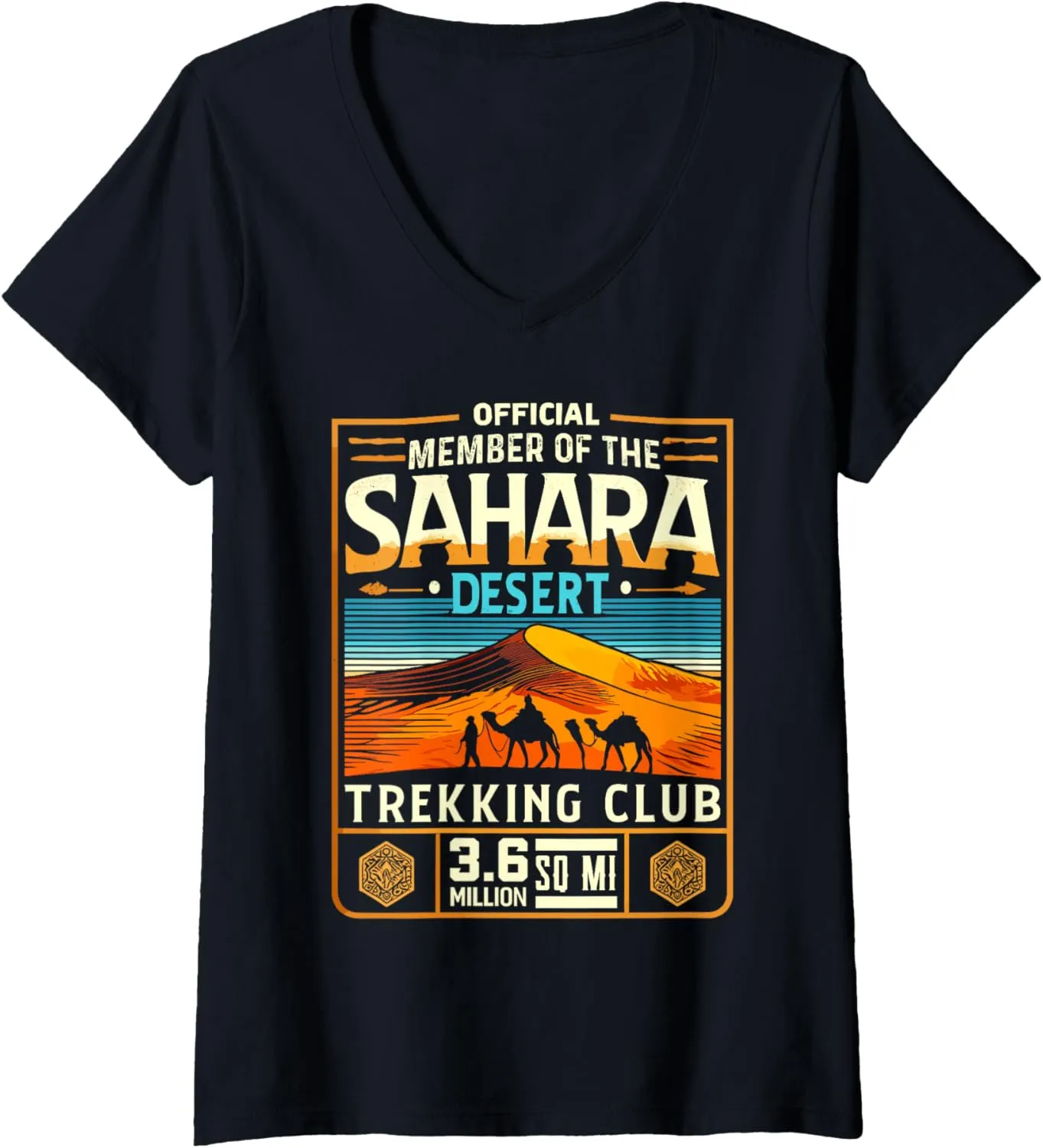Womens Official Member of the Sahara Desert Trekking Club Adventure V-Neck T-Shirt