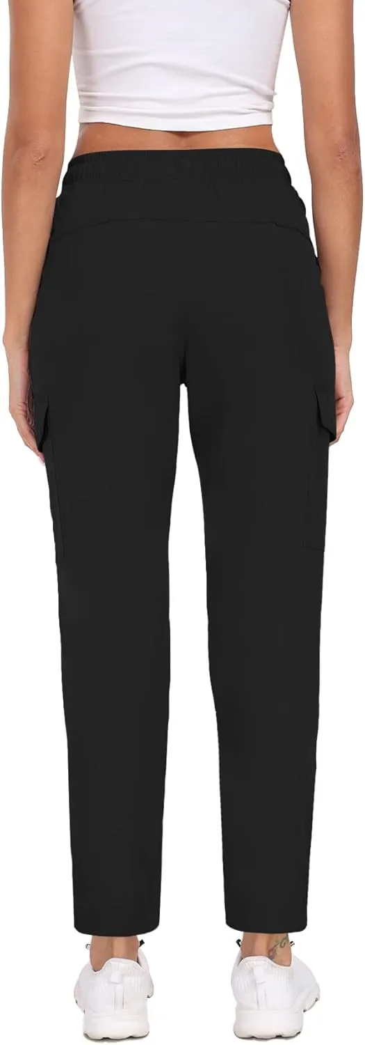Women's Quick Dry Cargo Pants Water Resistant Hiking Pants Lightweight High Waisted Pants Zipper Pocket QYY24013