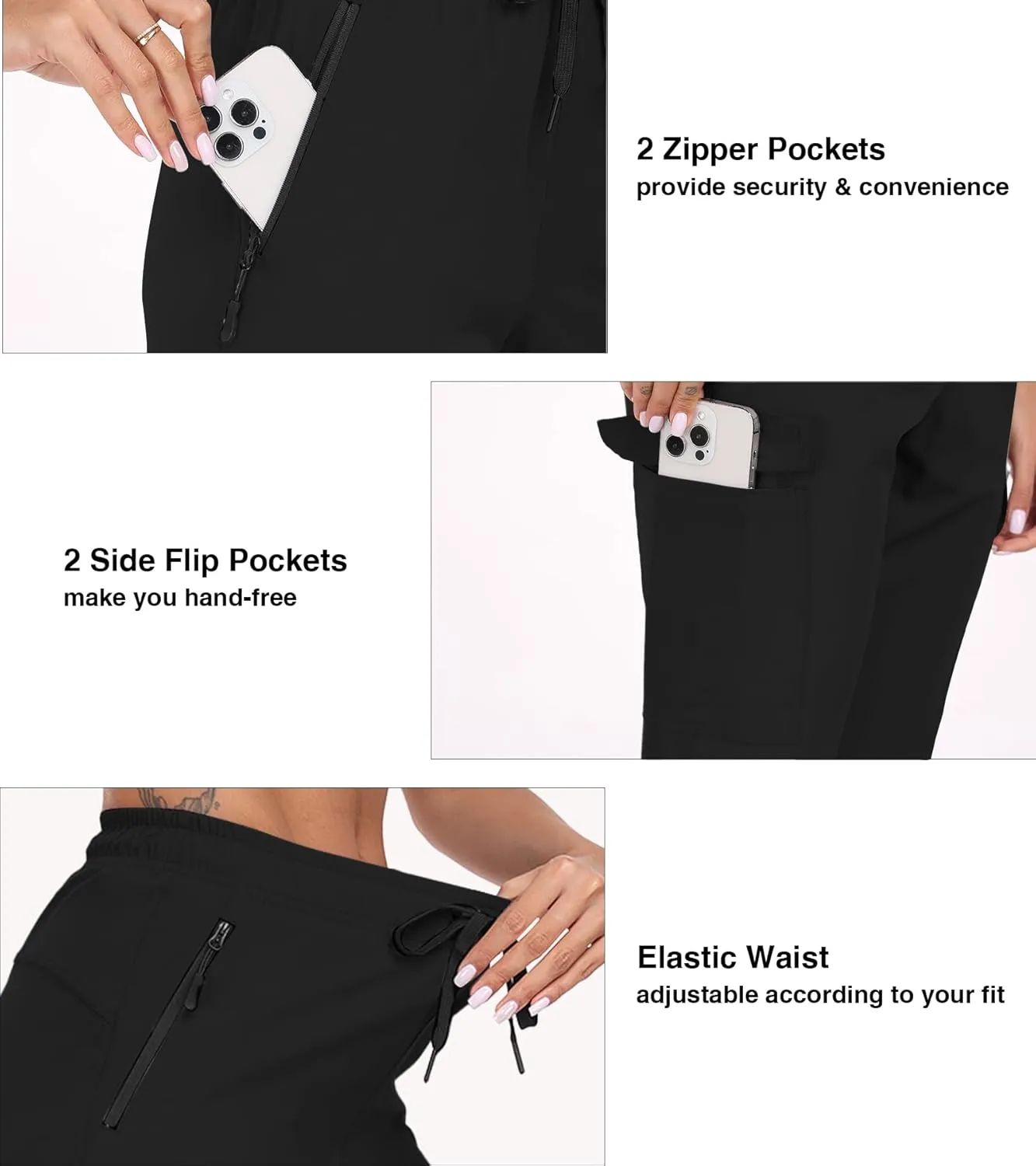 Women's Quick Dry Cargo Pants Water Resistant Hiking Pants Lightweight High Waisted Pants Zipper Pocket QYY24013