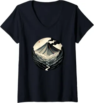 Womens Volcano Hiking Volcano Trekking V-Neck T-Shirt