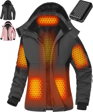 Wulcea Graphene Heated Jacket For Women 12V 18400mAh Fast Charge With Large Capacity