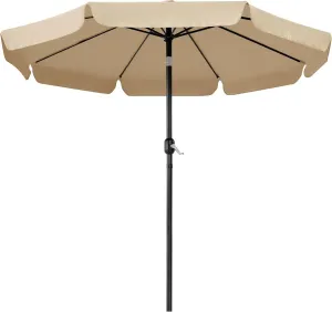 Yaheetech 9ft Patio Umbrella 8 Ribs Outdoor Market Table Umbrella with Push Button Tilt & Crank & Surrounding Rim for Garden/Deck/Balcony/Beach/Pool, Tan