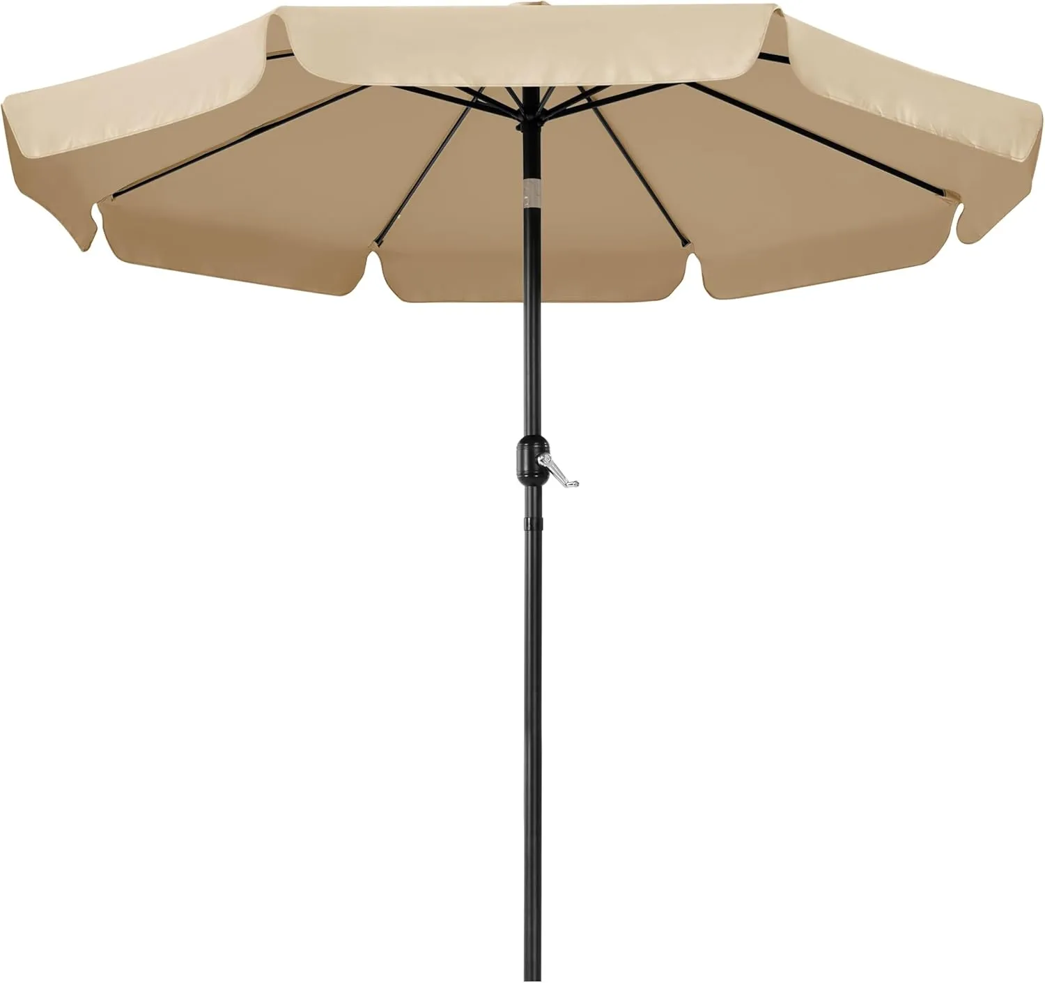 Yaheetech 9ft Patio Umbrella 8 Ribs Outdoor Market Table Umbrella with Push Button Tilt & Crank & Surrounding Rim for Garden/Deck/Balcony/Beach/Pool, Tan