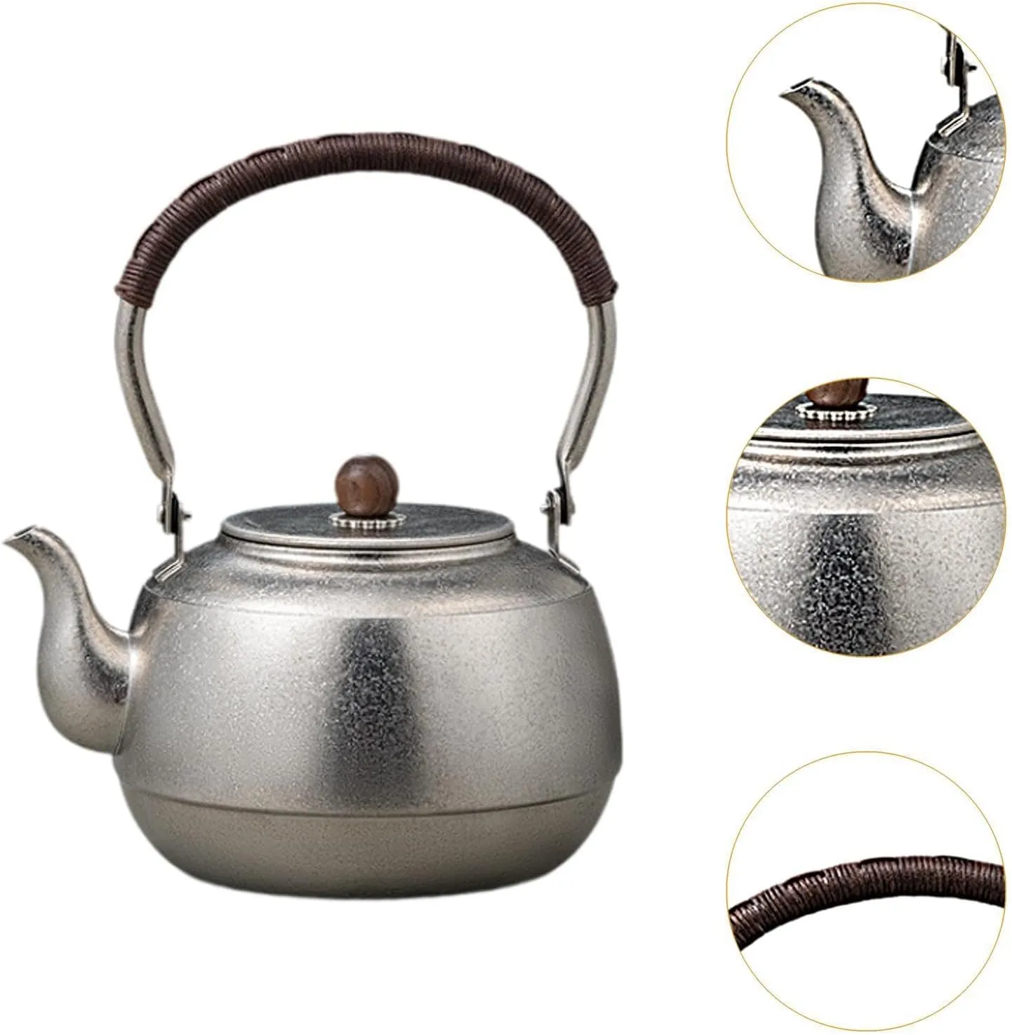 Yajuyi Camping Kettle Titanium Water Pot for Boiling Water, Drinkware Tea Pot Tea Kettle for Climbing Camping Traveling Fishing
