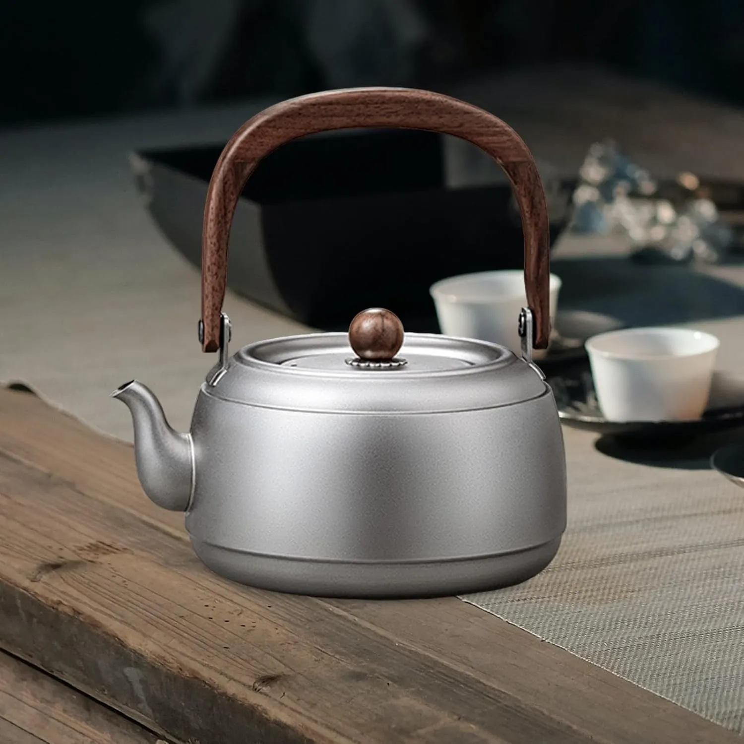 Yajuyi Camping Kettle Titanium Water Pot for Boiling Water, Drinkware Tea Pot Tea Kettle for Climbing Camping Traveling Fishing