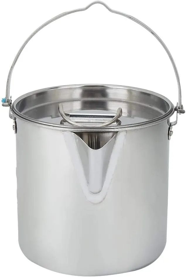 Yosoo 1.2L Portable Stainless Steel Outdoor Camping Hiking Hanging Water Pot Kettle Coffee Pot Kitchenware