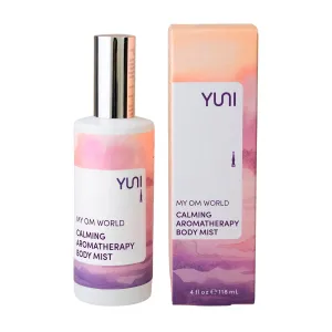 YUNI Beauty Calming Body Mist (4oz) My OM World - Natural Aromatic Oils - Relaxing Stress Relief - Promotes Focus & Clarity - All Natural, Paraben-Free, Cruelty-Free