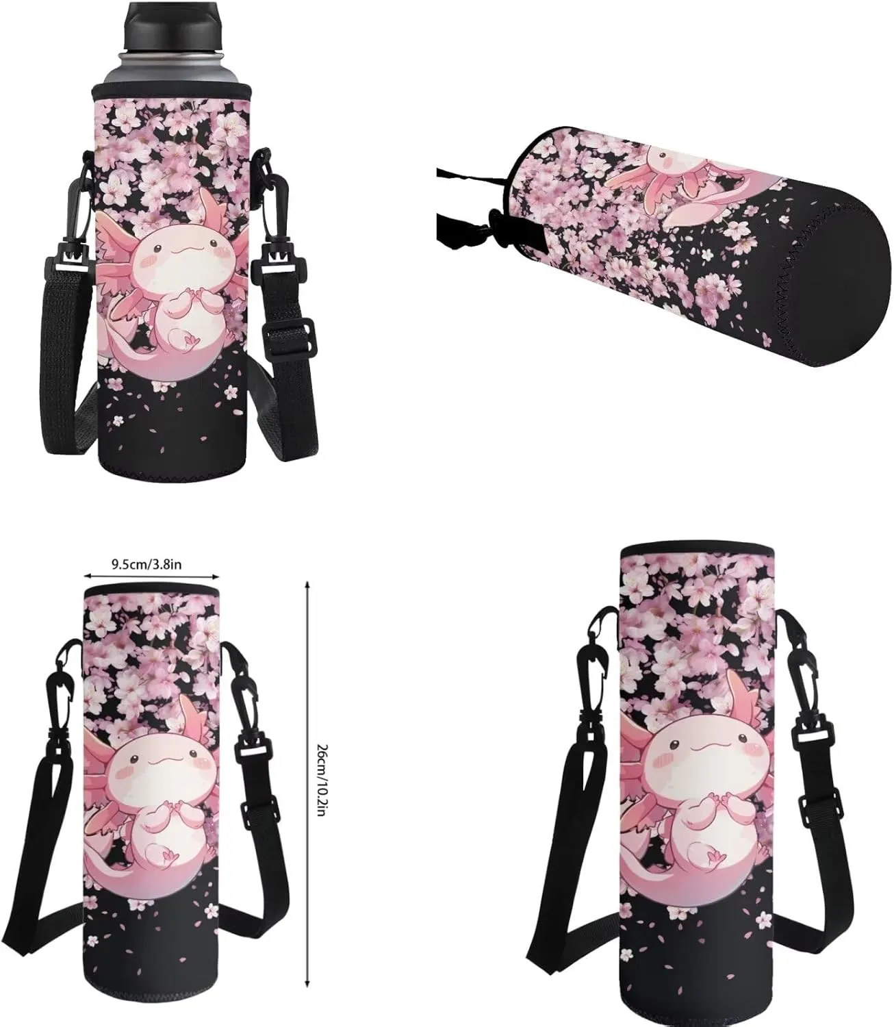 ZFRXIGN Axolotl School Backpack Set with Lunch Box and Pencil Case Cap Sleeve School Bag Pink Cherry Blossom Flower Backpack for Girls 6-8 Casual Daypack Knapsack Set 4 Pack