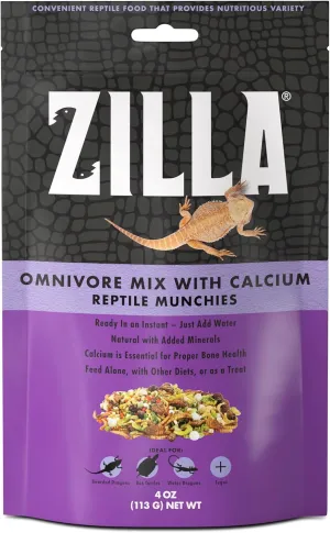 Zilla Reptile Munchies, Omnivore Mix with Calcium 4 oz.