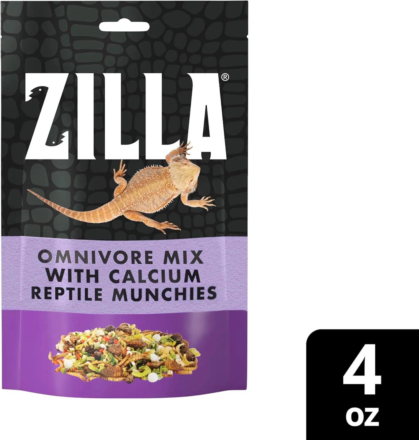 Zilla Reptile Munchies, Omnivore Mix with Calcium 4 oz.