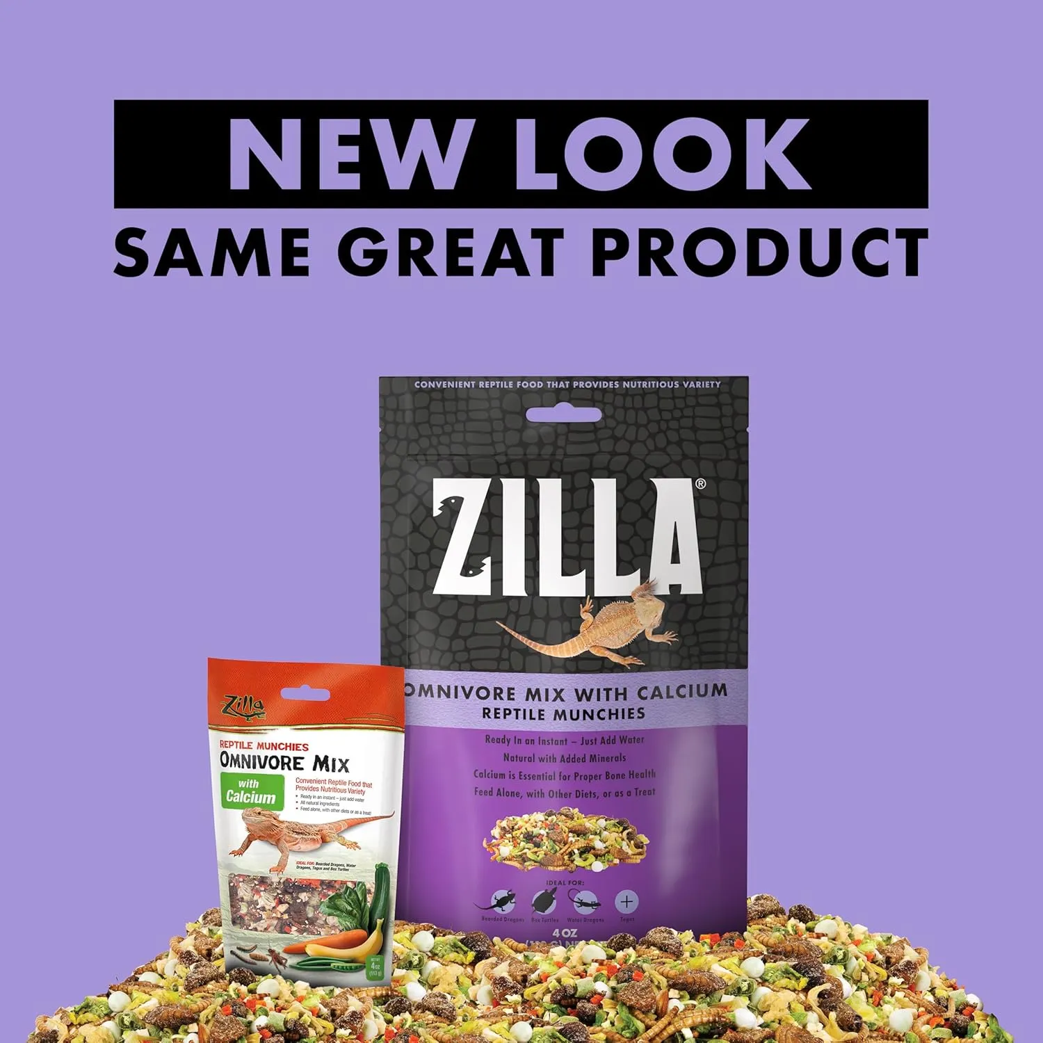 Zilla Reptile Munchies, Omnivore Mix with Calcium 4 oz.