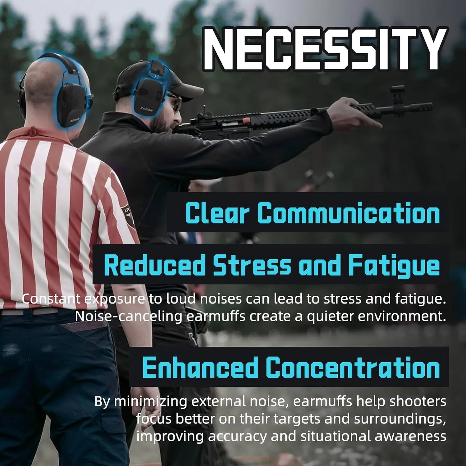 ZOHAN EM054 Electronic Ear Protection for Shooting Range with Sound Amplification Noise Reduction, Ear Muffs for Gun Range