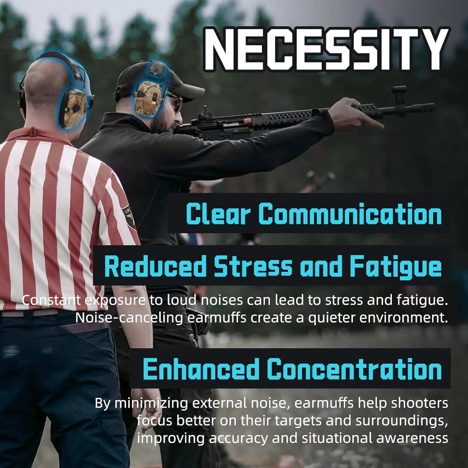 ZOHAN EM054 Electronic Ear Protection for Shooting Range with Sound Amplification Noise Reduction, Ear Muffs for Gun Range