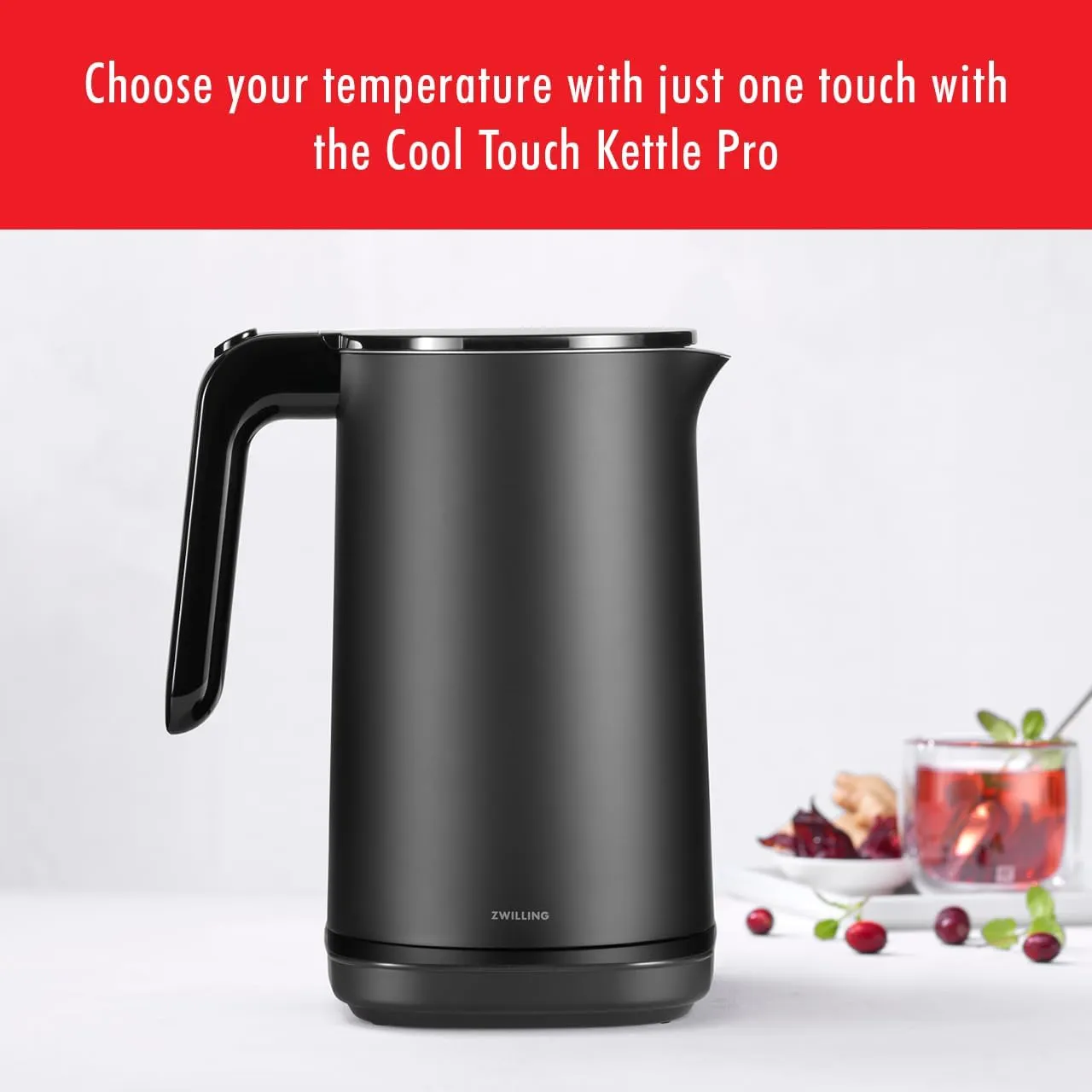 ZWILLING Enfinigy Cool Touch 1.5-Liter Electric Kettle Pro, Cordless Tea Kettle & Hot Water