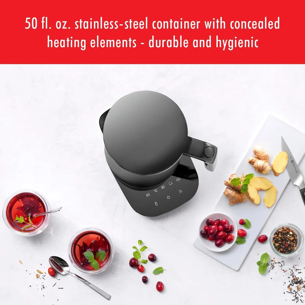ZWILLING Enfinigy Cool Touch 1.5-Liter Electric Kettle Pro, Cordless Tea Kettle & Hot Water