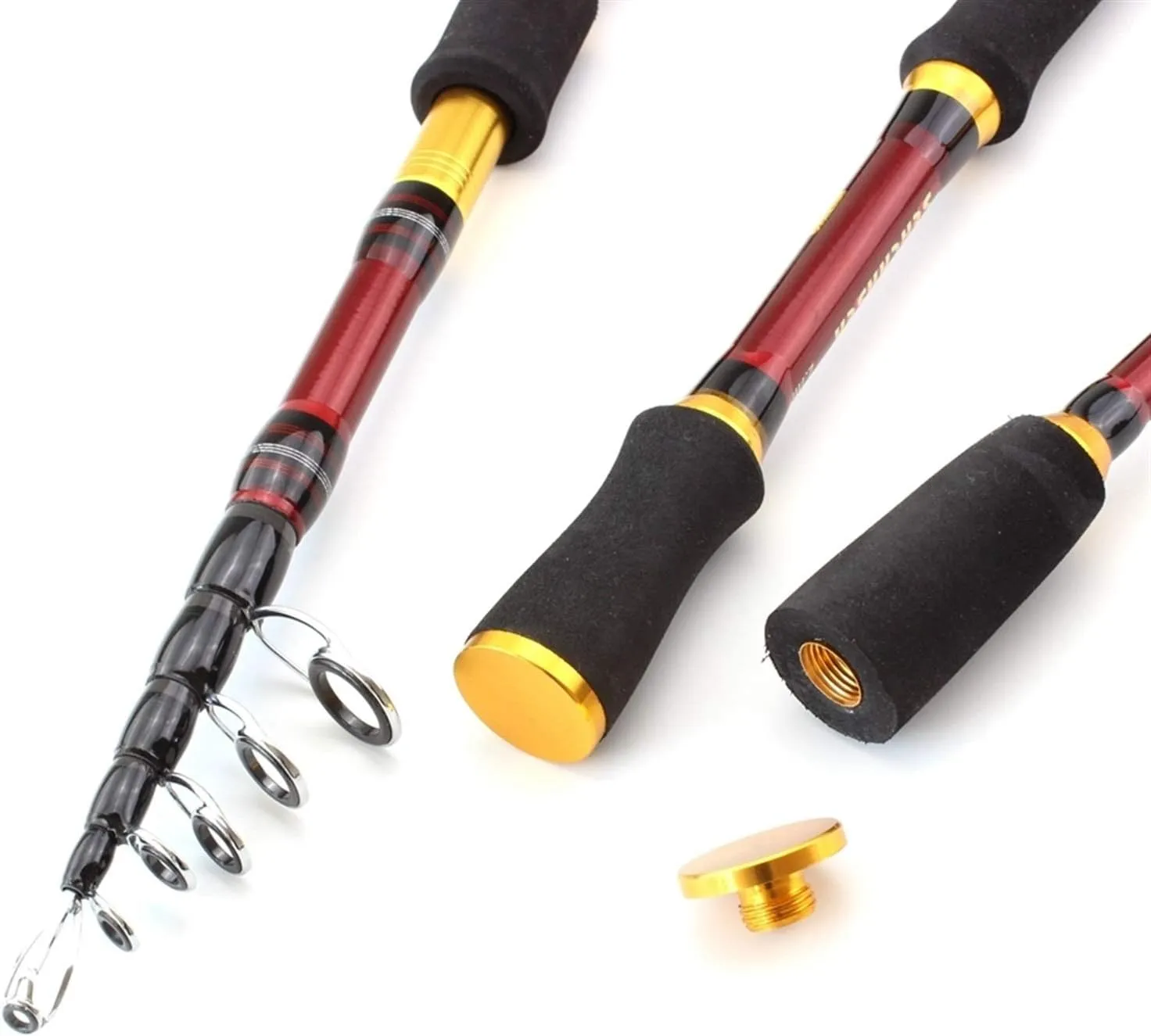 ZYHYD 1.8M -2.7M red Bait Fishing Rod Carbon Rod 7-28g Bait Rotating cast Rod, Compact and Portable Telescopic Fishing Rod, Telescopic Lure Rod ZYHYD (Color : Casting Rod, Length : 2.1 m)